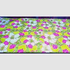 Vintage Neon Floral Wallpaper MCM Mod Botanical Flower Power Psychedelic 3 Yards